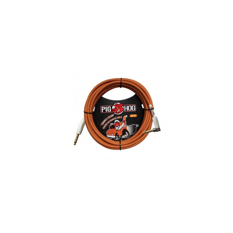 Pig Hog Right Angle Instrument Cable 20 ft. Orange Cream