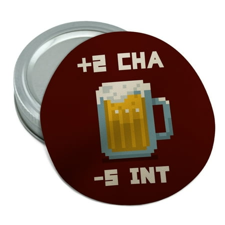 

8-Bit Pixel Retro Beer Charisma Buff Gamer Game Round Rubber Non-Slip Jar Gripper Lid Opener