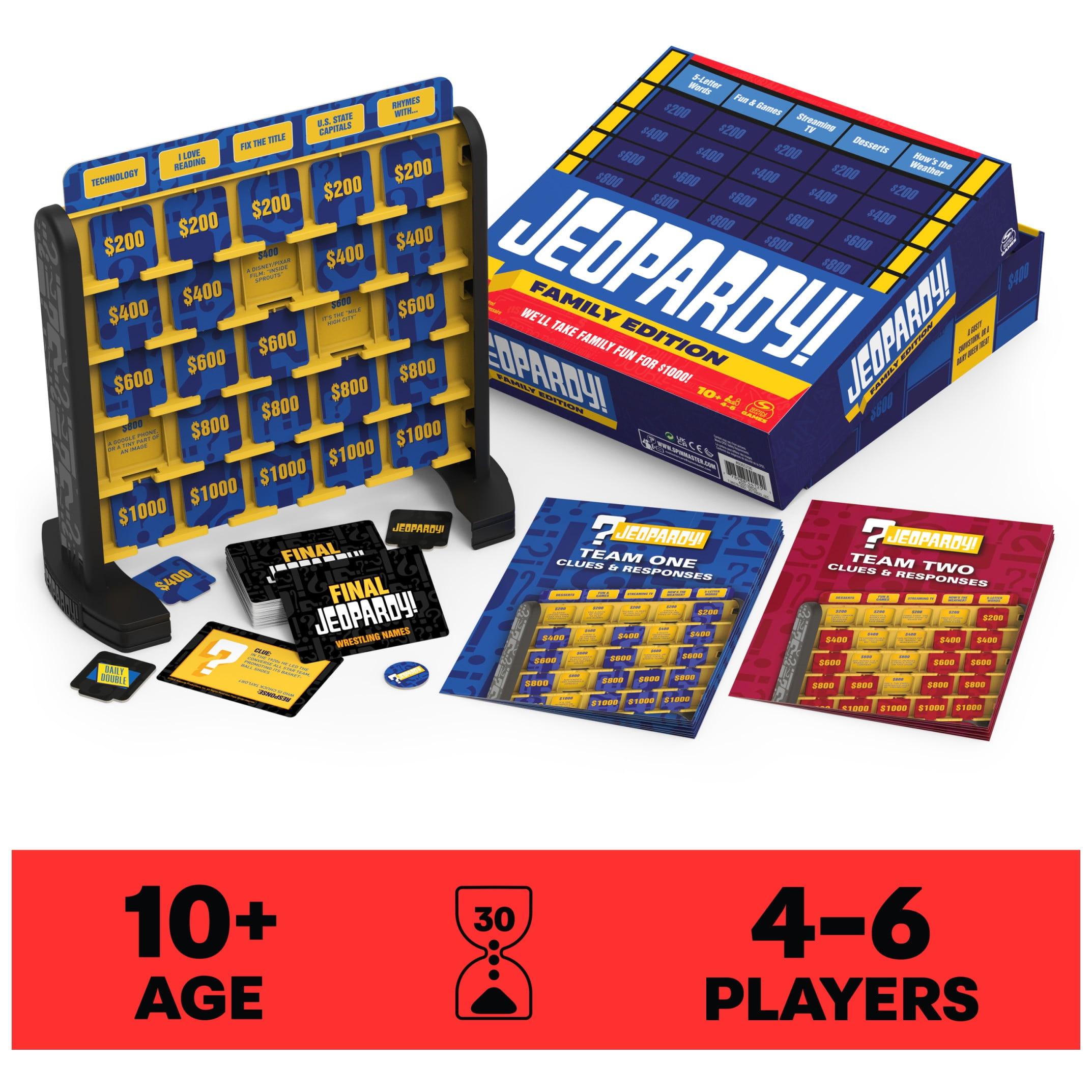 Jeopardy! New & Improved Family Edition Board Trivia Game, for Kids Ages 10 and up