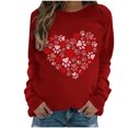 thumbnail image 2 of Styesk Chandails à Manches Longues pour Femmes, Imprimé de Cœur, Hauts de Sortie, T-Shirts Confortables et Doux à Col Rond, Chandail à Enfiler, Mode, Ample, Léger, Chandail en Molleton, Graphique de la Saint-Valentin, Hauts Décontractés, 2 of 3