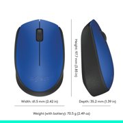 Logitech M170 Wireless Mouse for PC, Mac, Laptop, 2.4 GHz with USB Mini Receiver, Ambidextrous, Blue