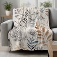thumbnail image 2 of Farmhouse Leaves Blanket Soft Cozy Warm Throw Blanket for Couch, Plush Fuzzy Flannel Fleece Blankets for Sofa, Pastoral Vintage Flowers Botanical Bed Blankets Lightweight Gifts for Women, 40"x50", 2 of 9
