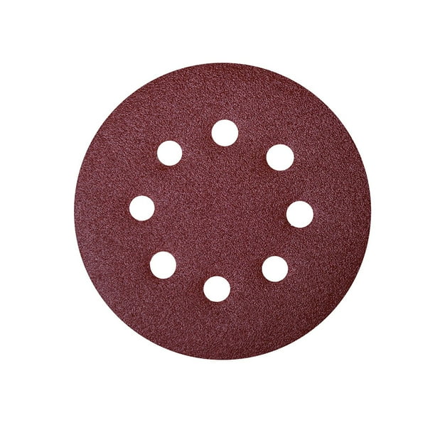 POWERTEC 45008 80 Grit 5 Inch Sanding Disc, 8 Hole Hook and Loop