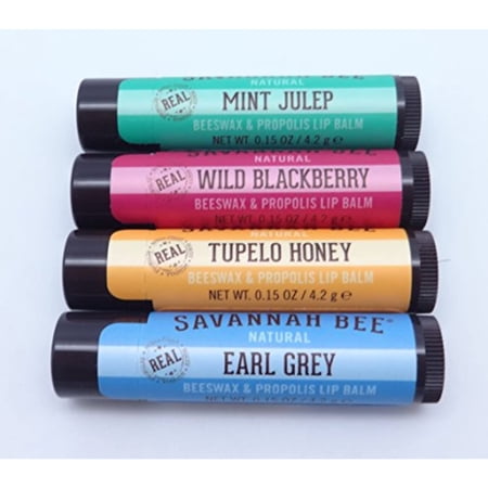 Savannah Bee Company 4 Variety Lip Balm Sampler Set