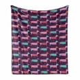 thumbnail image 1 of Dachshund Soft Flannel Fleece Throw Blanket, Sixties Inspired Color Palette Abstract Pet Puppies Pattern Funky Animals, Cozy Plush for Indoor and Outdoor Use, 50" x 60", Multicolor, by Ambesonne, 1 of 6