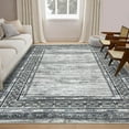 thumbnail image 5 of Memoryfield 9'x12' Area Rug, Modern Bordered Washable Rugs Soft Foldable Accent Rugs for Indoor Living Room Bedroom, Gray Green, 5 of 7