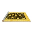 thumbnail image 2 of Ahgly Company Machine Washable Indoor Round Oriental Yellow Modern Area Rugs, 4' Round, 2 of 4
