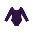thumbnail image 5 of MSemis Kids Girls Ballet Dance Leotard Long Sleeve Solid Color Wear Gymnastic Leotard Purple 8, 5 of 5