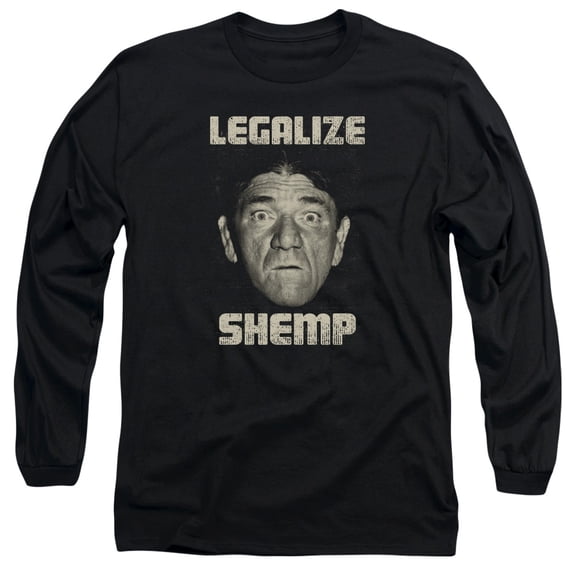 Three Stooges Legalize Shemp Long Sleeve Adult 18/1 T-Shirt Black