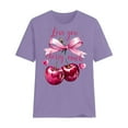 thumbnail image 4 of Bovemsi Bow Cherries T Shirt Women Tops Clean Girl Aesthetic Shirts Casual Summer Short Sleeve T Shirt, Multi-Color Women's Summer Short Sleeve T-Shirts, XL, 4 of 4