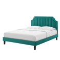 thumbnail image 1 of Platform Bed Frame, Full Size, Velvet, Teal Blue, Modern Contemporary Urban Design, Bedroom Master Guest Suite, 1 of 10