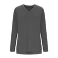 thumbnail image 5 of biudgviw Fall Tops for Women Crew Neck Solid Color Basic Tee Shirts Long Sleeve Comfortable Side Split Trendy Tunic Blouses, 5 of 6