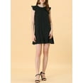 thumbnail image 5 of INSPIRE CHIC Women's Cap Sleeve Ruffle Tie Belt Ruffle Hem Dress Black L, 5 of 6