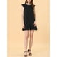 thumbnail image 5 of Vestido de tirantes con volantes y cinturón de lazo INSPIRE CHIC para mujer en negro M, 5 of 6