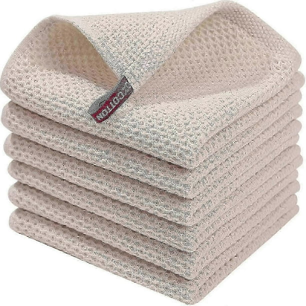 6-Pack of 100% Cotton Terry Dishcloths with Hanging Loop for Kitchen Use