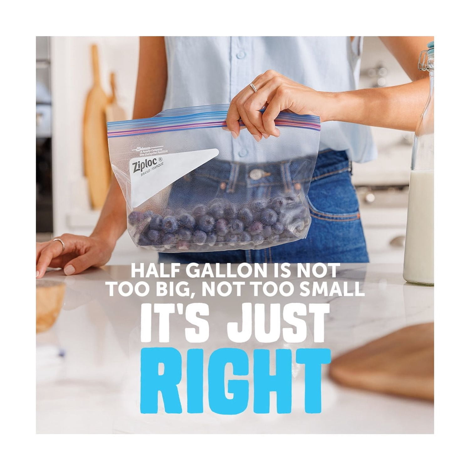 (9 pack) Ziploc® Brand Freezer Half Gallon Food Storage Bags, Grip 'n Seal Technology, Zipper, 40 Count