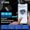 thumbnail image 2 of Newest XTOOL AD20 Obd2 Tool Code Reader Live Data O2s Sensor Test Component Test Scanner Work Witht Ios/ Android AD10 Update, 2 of 4