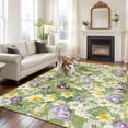 thumbnail image 2 of Large Area Rugs for Living Room Bedroom, Green Botanical 8'x10' Rug Washable Carpet Runner Indoor Outdoor, Spring Floral Summer Botanical Rustic Non Slip Floor Mats Rug for Kitchen, Patio, 2 of 8
