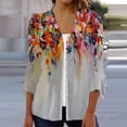 thumbnail image 2 of camisa de mujer blusa estampado manga 3/4 casual vacaciones básico botón tops multicolor/2xl, 2 of 6
