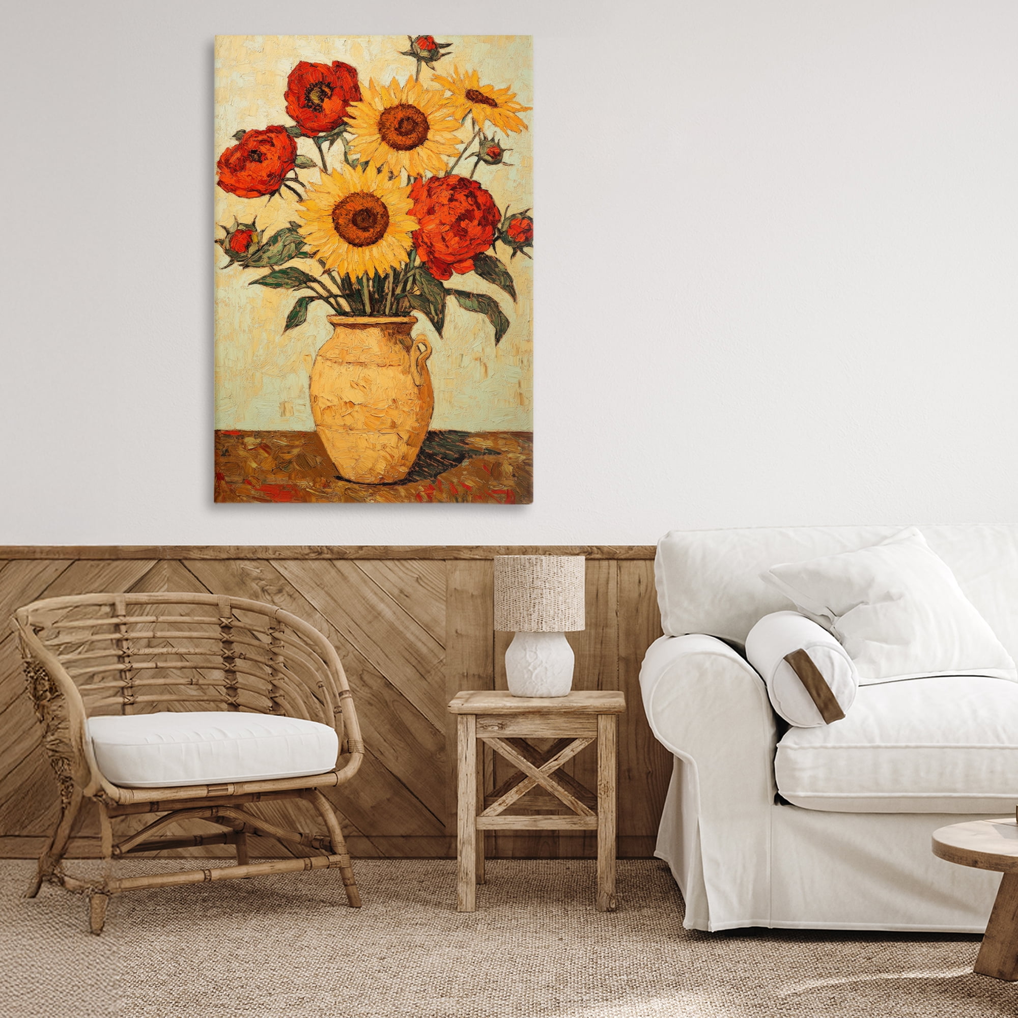 Rustic Flower Display Canvas Wall Art, design by Petal Prints Design