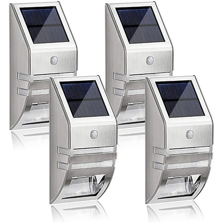 

Set Of 4 Waterproof Outdoor Solar Motion Sensor Lights-Stainless Steel-Wall Lights For Outdoor Use-With For Garden Terrace Path Etc.