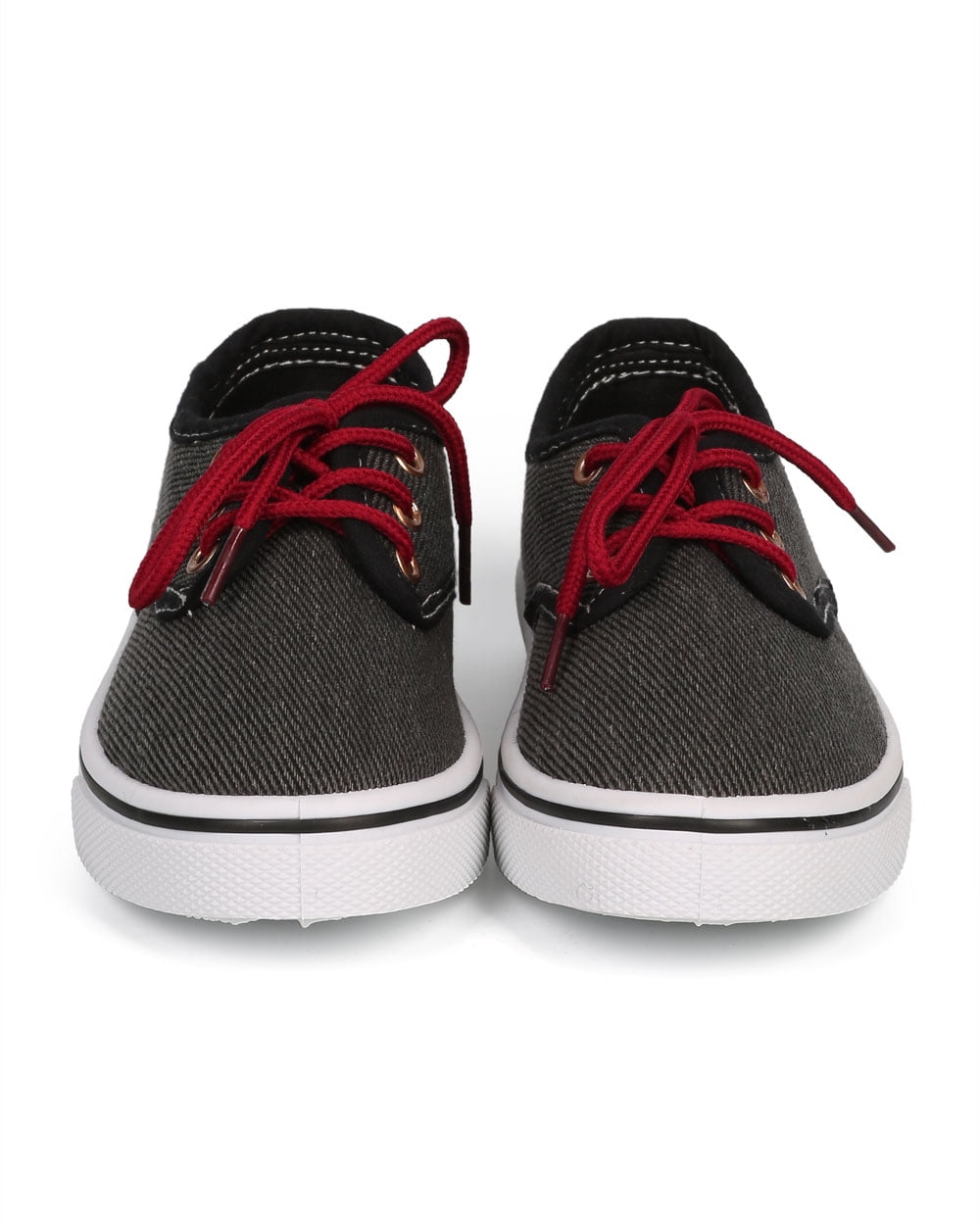 Black Toddler//Little Boy//Big Boy Size: Little Kid 12 Denim Mix Media Round Toe Classic Lace Up Sneaker DG56