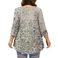 thumbnail image 4 of Women Plus Size Fashion Blouses Fall 3/4 Sleeve Oversize Tee Dressy Round Neck Tops Floral Printed Loose Fit Shirts, 4 of 4