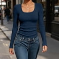 thumbnail image 5 of MYAOYINo Boundaries Womens Long Sleeve Ribbed Top with Square Neck Casual Wear, 5 of 8
