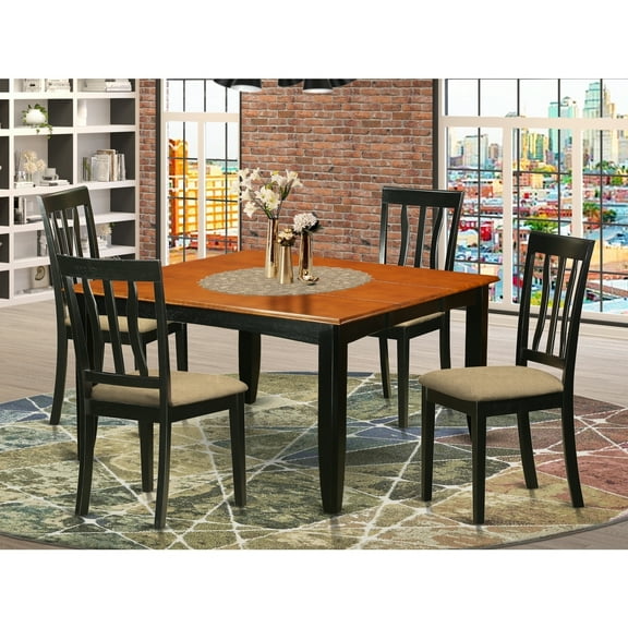 Coastal Dining Table Set - 54 Inch Kitchen Table with 8 Chairs - Cappuccino Finish