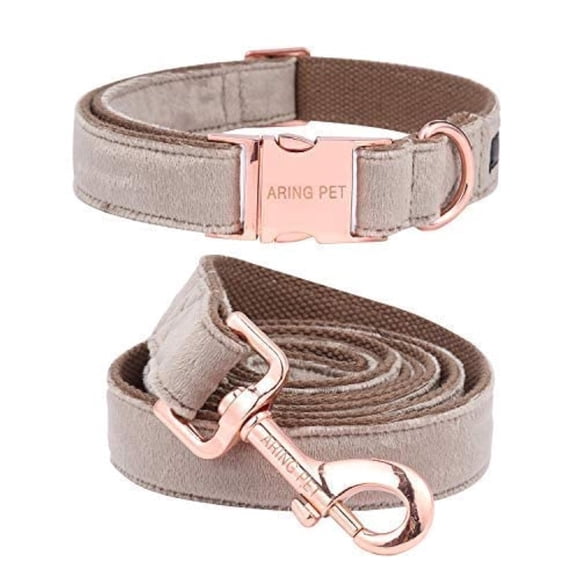 ARING PET Dog Collar and Leash, Velvet Dog Collar and Leash Set, Soft & Comfy, Adjustable Collars for Dogs