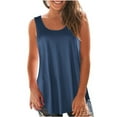 thumbnail image 2 of Womens Loose Fitting Tunic, Casual Flowy Tank Tops, 2025 New Trendy Sleeveless Summer Blouse Tops Padded Tank Tops for Women Navy M, 2 of 6