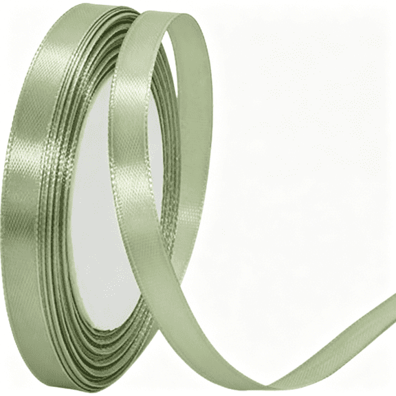 TUWAFE 25 Yards Sage Green Satin Ribbon 3/8 Inch, Solid