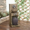 thumbnail image 3 of 35.43''H Floor-Standing Water Wall Fountain Outdoor Rectangular Metal Colour Spout Garden Waterfall Fountains Indoor Cubes and Jar Water Feature with LED Lights for Porch Yard Home Art Decor, 3 of 8