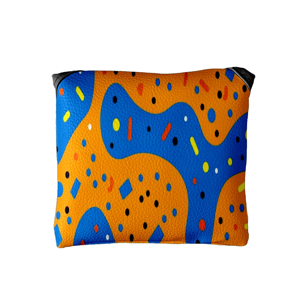 Golf Mallet Putter Cover Premium Leather Golf Putter Head Cover with Magnetic Closure Golf Cover for Men and Women Orange Blue Polka Dots