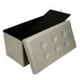 thumbnail image 2 of JINS&VICO Foot stool PU Leather Footstool with Leather Rectangular Storage Ottoman Gray, 2 of 7