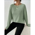 thumbnail image 4 of gakvbuo Fall Pullover Tunic Shirts For Women Fashion Women Long Sleeve Solid Color Comfortable Breathable Round-Neck Shirt Tops, 4 of 9
