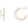 thumbnail image 2 of ANGARA Natural Diamond Twin Layer Hoop Earrings in 14K Yellow Gold for Women (Size-1mm| Color-H| Clarity-SI2) | April Birthstone, Anniversary, Jewelry Gift for Women | Natural Diamond Earrings, 2 of 8