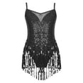 thumbnail image 6 of Doomiva Kids Girls Sequins Tassel Tango Latin Jazz Modern Ballet Dance Dress Ballroom Costume with Hair Band Black 14, 6 of 7