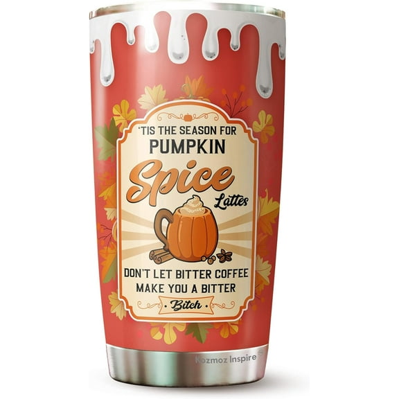 The Season for Pumpkin Spice Tumbler 20Oz - Pumpkin Halloween Tumbler 20Oz Pack 1 - Stainless Steel Travel Tumbler - Halloween Cup Gift for Men, Women, Friends