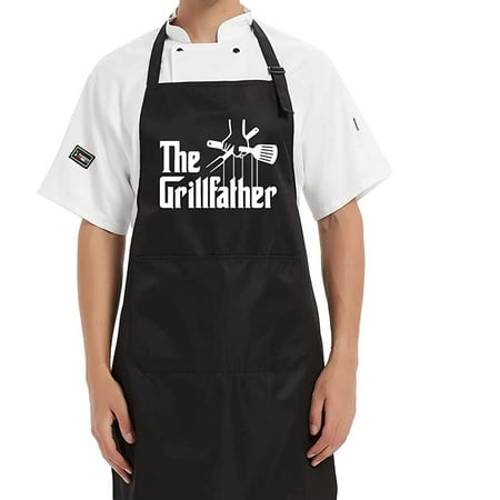 The Grillfather Funny BBQ Apron for Men Women Black Adjustable Waterproof Cooking Grilling Apron Gift for Dad Mom Husband Wife...