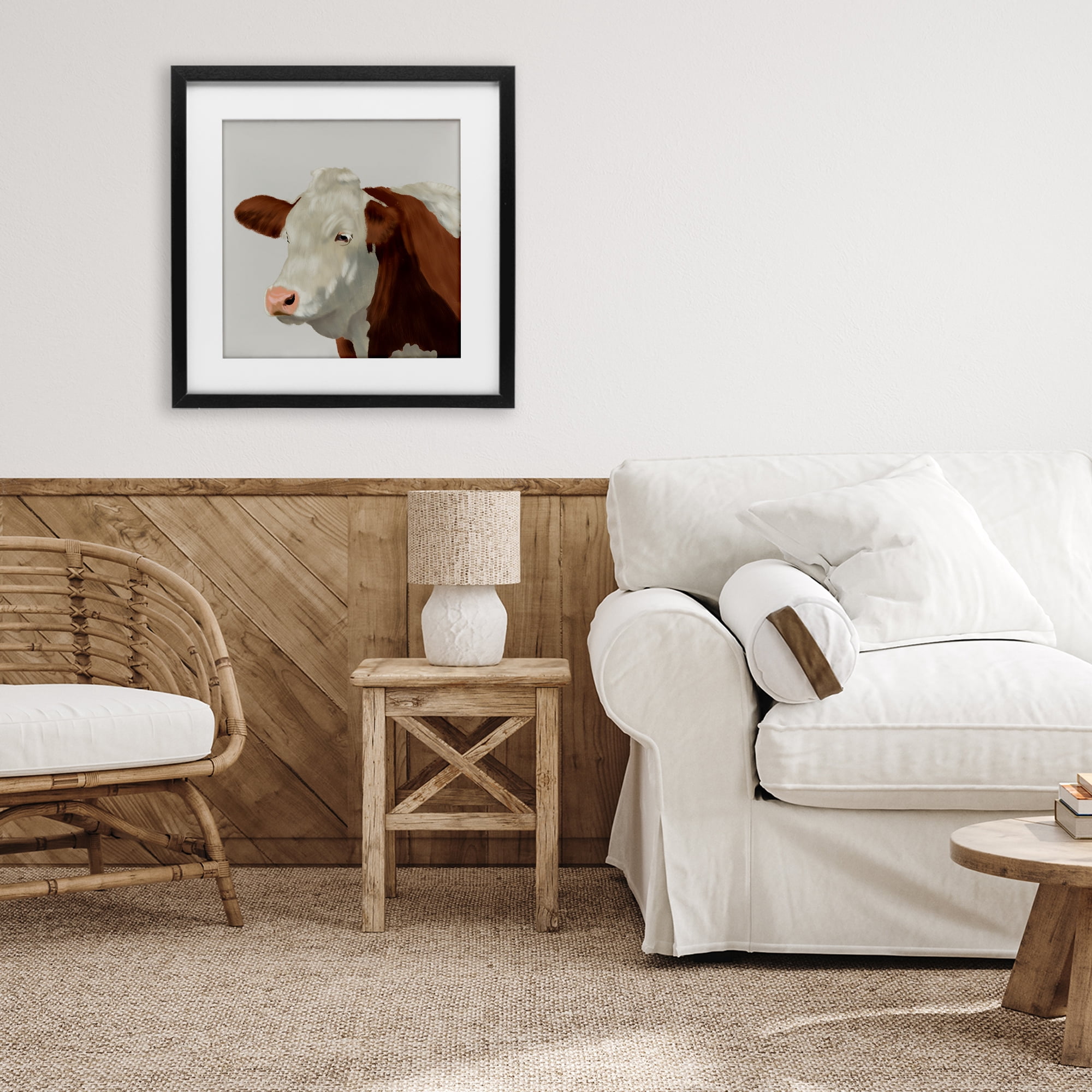 Stupell Industries Farm Friend Cow Portrait Black Framed Print Under Glass, design by Marcus Prime