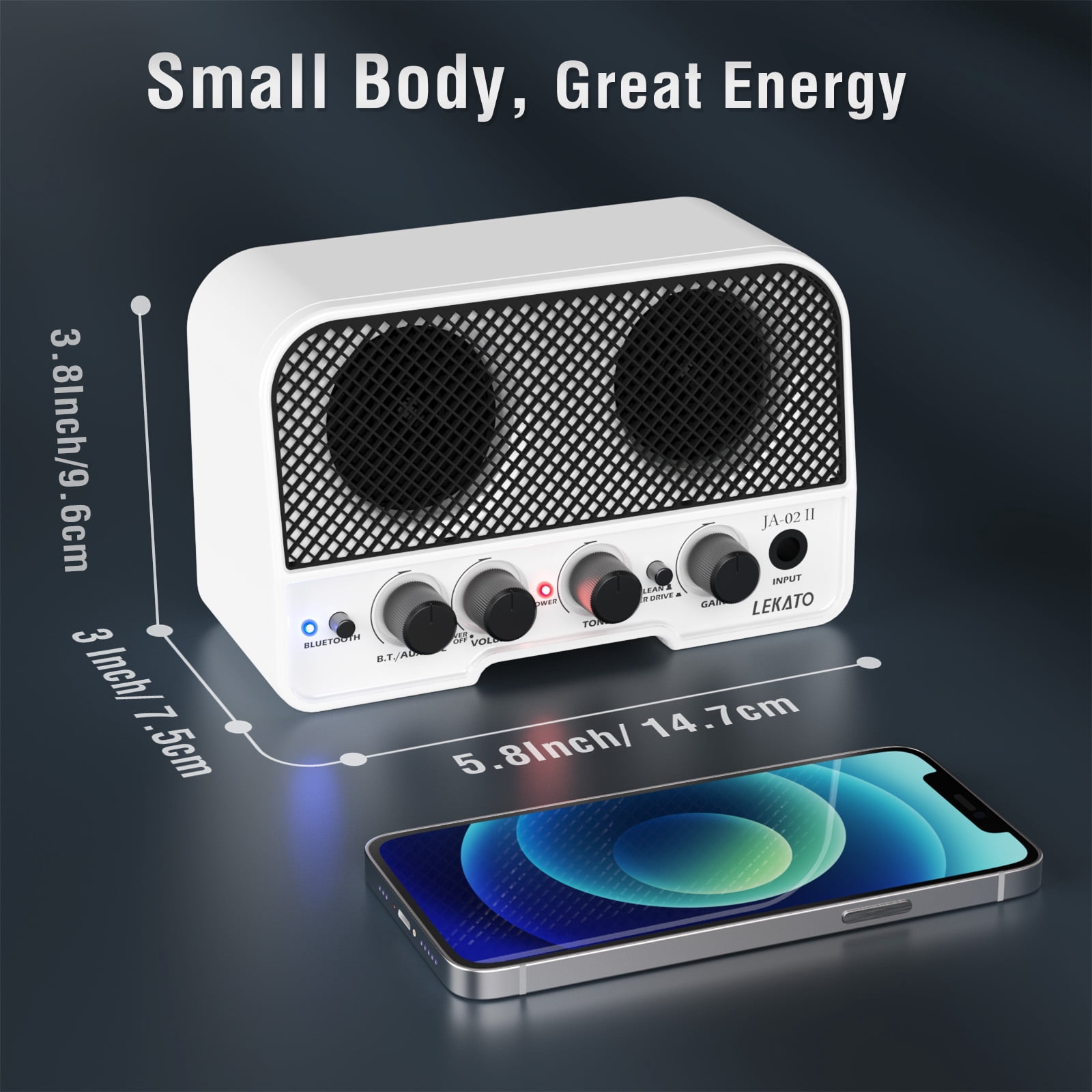 LEKATO Mini Guitar Amp 5W Rechargeable Electric Guitar Amplifier Clean&Overdrive Effects Bluetooth Guitar Amp Portable for Daily Practice