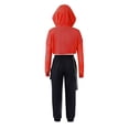 thumbnail image 2 of Doomiva 3 Pcs Hiphop Jazz Dance Outfit for Kids Girls Hoodie Crop Top Vest Punk Chain Harem Pants Activewear Red 6, 2 of 3
