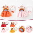 thumbnail image 4 of Odeerbi Girls Dresses Toddler Kids Baby Summer Pure Color Rainbow Cloud Suspender Skirt With Hat Orange, 4 of 4