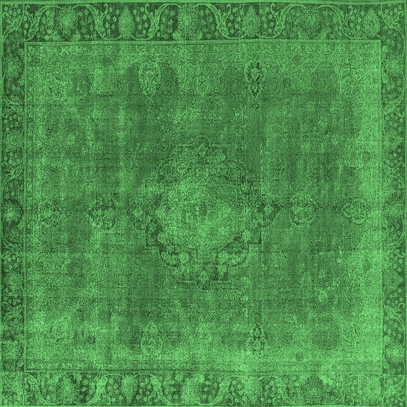 Ahgly Company Indoor Square Oriental Emerald Green Industrial Area Rugs, 8' Square