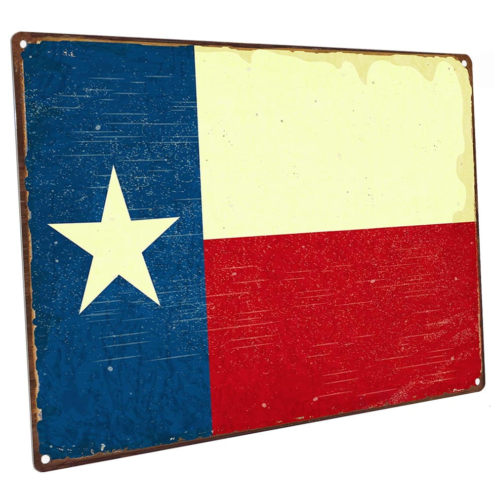 Outdoor Texas Flag 9"x12" Metal Sign, Wall Decor for Home and Office