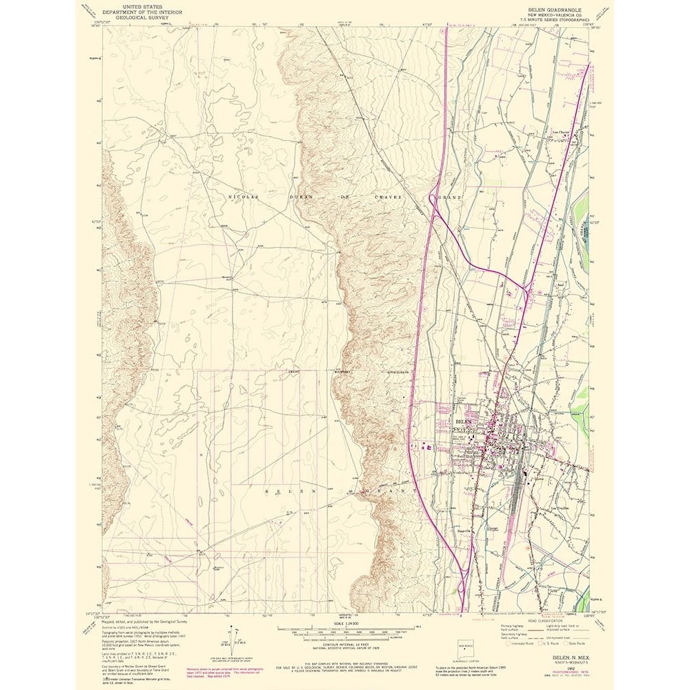 Belen New Mexico Quad USGS 1952 Poster Print by USGS USGS (18 x 24