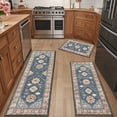 thumbnail image 4 of MeyJey Vintage Kitchen Rug Set, 3 Piece Non-Slip Kitchen Mat Machine Washable Runner Rug for Home Floor and Living Room, Navy/Tan, 4 of 14
