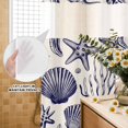 thumbnail image 3 of No Hook Shower Curtain, Navy Blue Coastal Shower Curtains for Bathroom with See Through Top Window, Summer Beach Ocean Coral Shell Rustic Waterproof & Washable Bath Curtain Extra Long 72"x96", 3 of 9