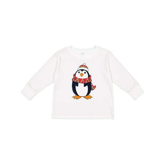 Inktastic Cuddly Christmas Penguin Boys or Girls Long Sleeve Toddler T-Shirt